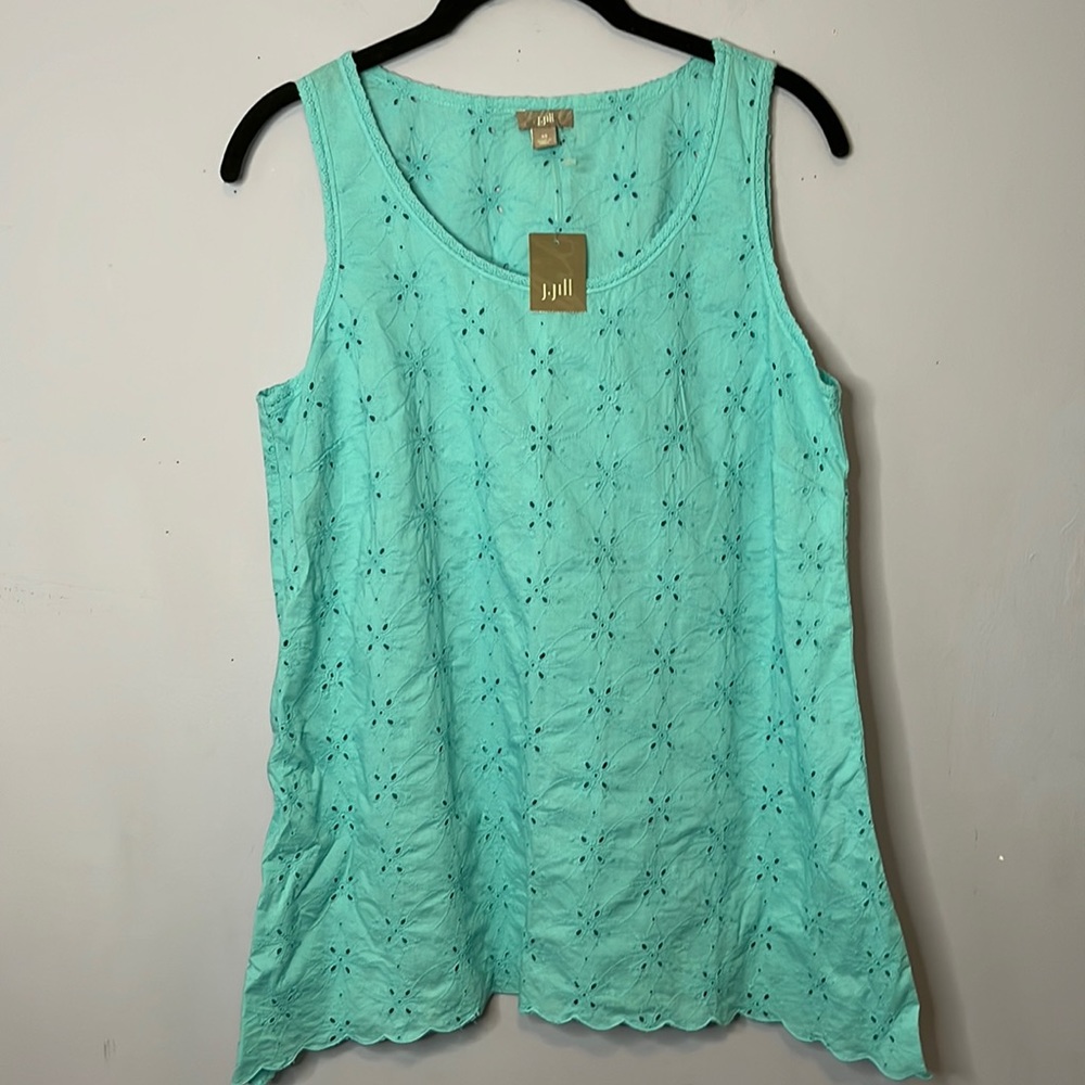 Teal Eyelet Sleeveless J. Jill Top NWT!